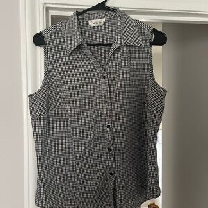 Faded Glory Black and White Gingham Sleeveless Shirt